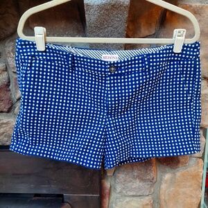 Women’s Merona blue white polka dot cute flat front chino shorts size 14
